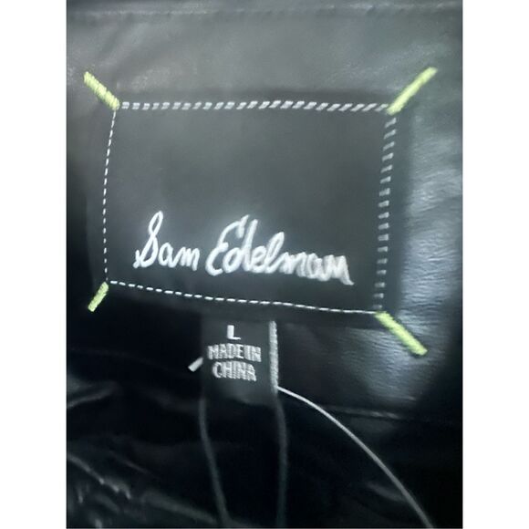 Sam Edelman Quilted PU Jacket black faux leather size Large BNWT - Picture 8 of 10